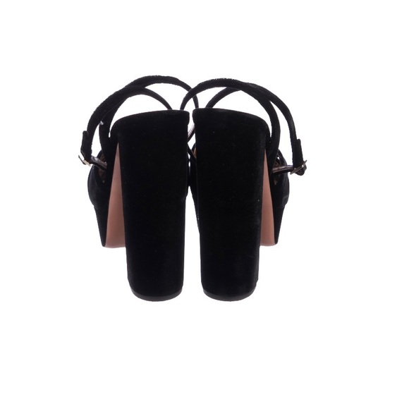 AQUAZZURA Velvet  Striped Leather Platform Sandals - Picture 4 of 9